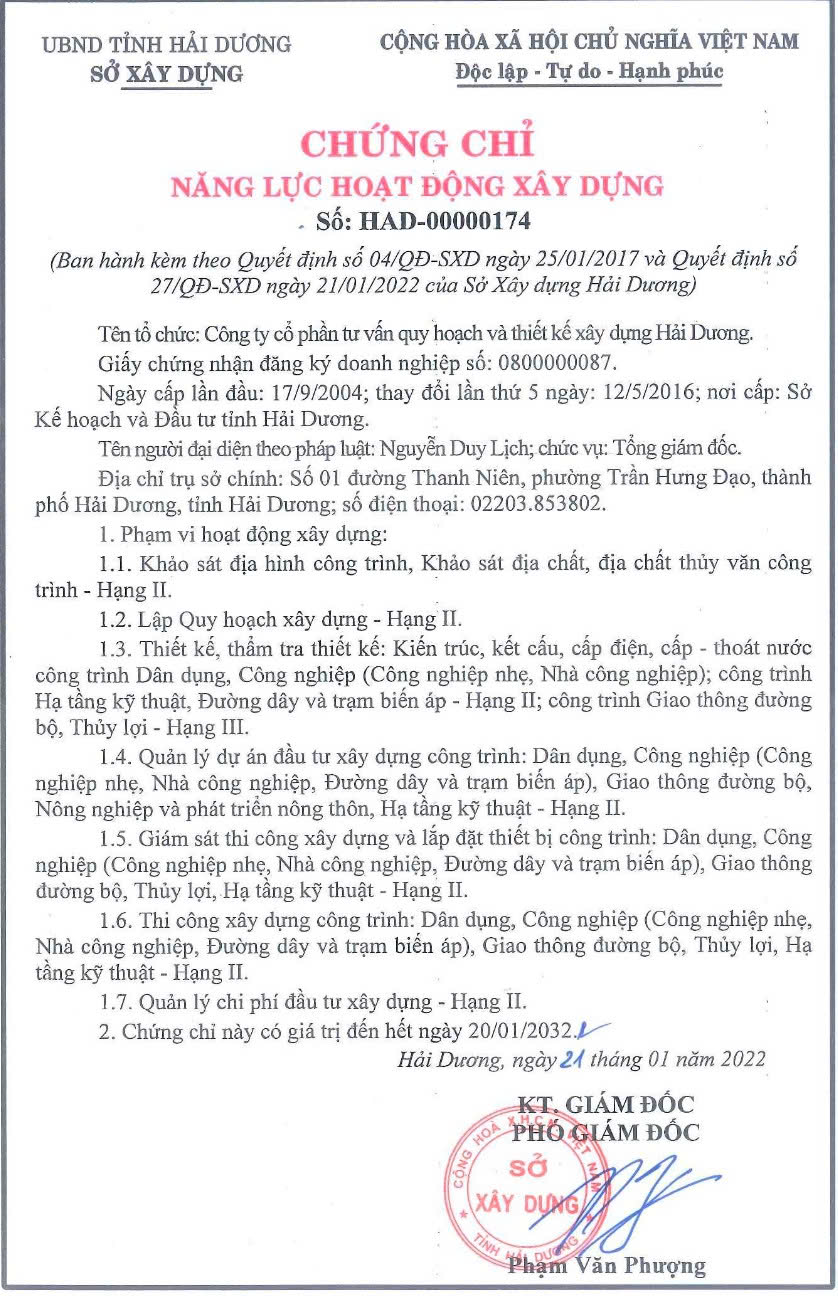 Chứng chỉ năng lực hoạt động xây dựng